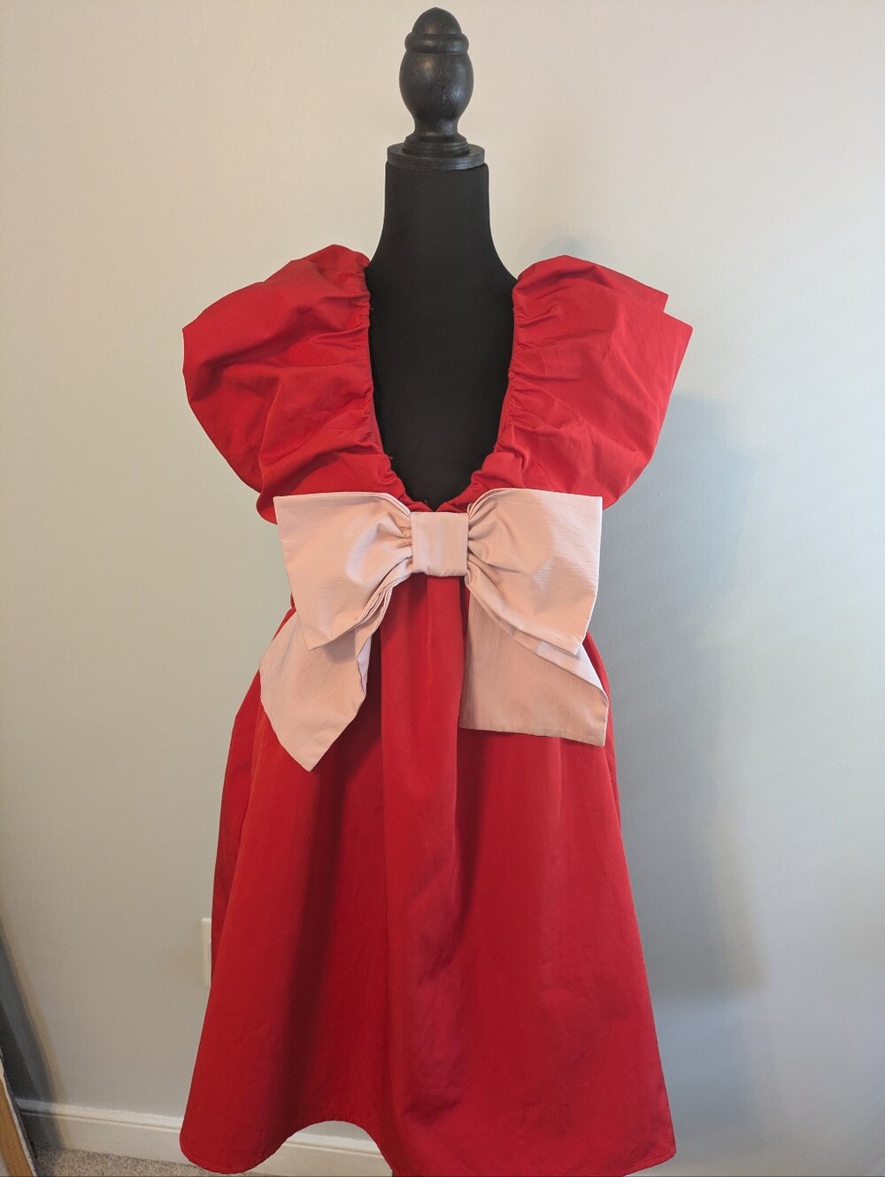 Vici "All Wrapped Up" Red Mini Dress with Pink Bow Accent Pleats Party Coquette - Picture 3 of 10